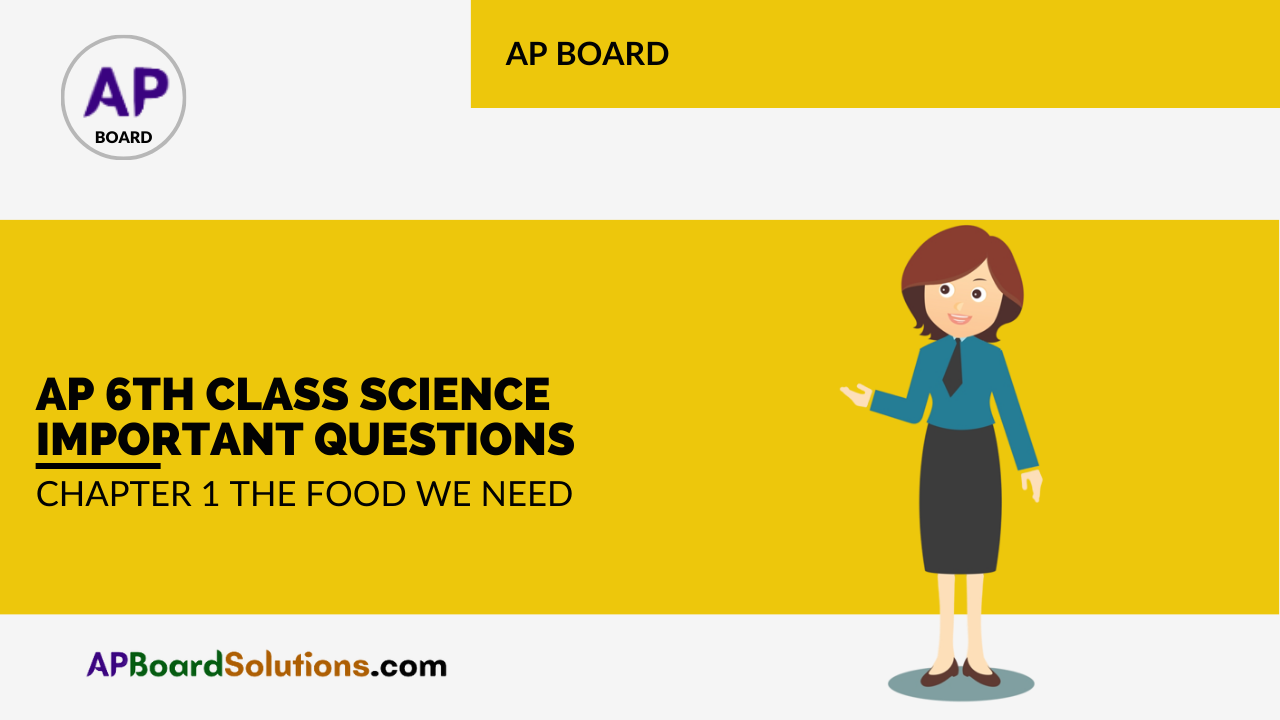 AP 6th Class Science Important Questions Chapter 1 The Food we Need