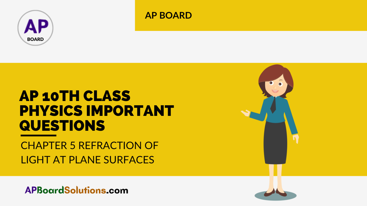 AP 10th Class Physics Important Questions Chapter 5 Refraction of Light at Plane Surfaces