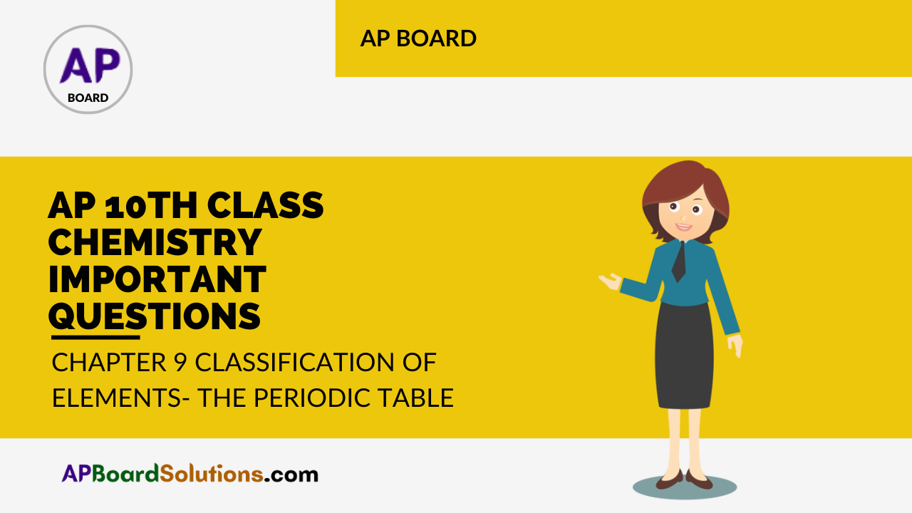 AP 10th Class Chemistry Important Questions Chapter 9 Classification of Elements- The Periodic Table