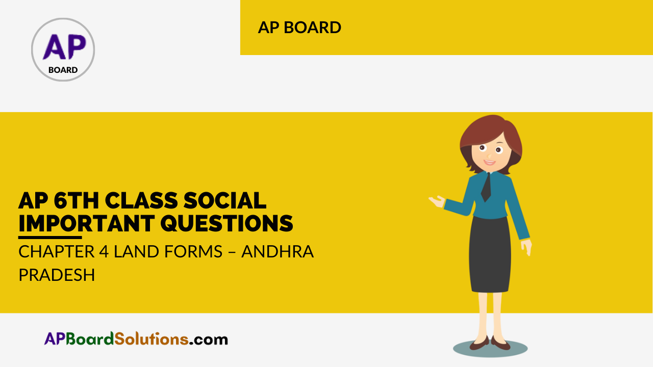 AP 6th Class Social Important Questions Chapter 4 Land Forms – Andhra Pradesh