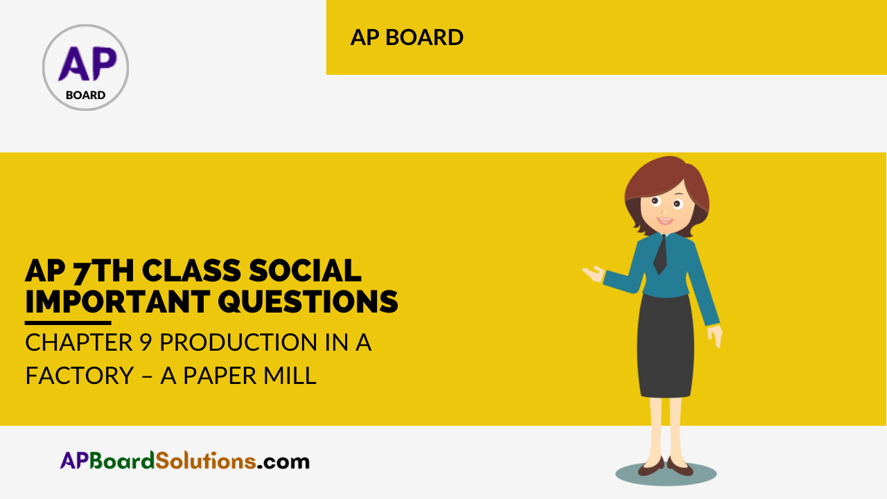 AP 7th Class Social Important Questions Chapter 9 Production in a Factory – A Paper Mill