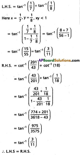 Inter 1st Year Maths 1A Inverse Trigonometric Functions Solutions Ex 8(a) II Q4(iv)