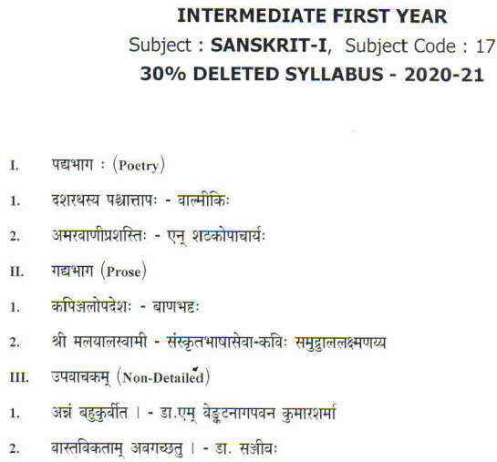 AP Inter 1st Year Sanskrit Syllabus