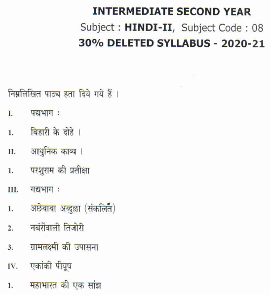 AP Inter 2nd Year Hindi Syllabus