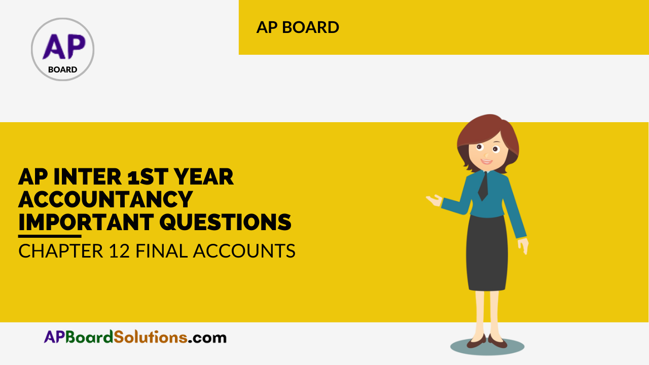 AP Inter 1st Year Accountancy Important Questions Chapter 12 Final Accounts