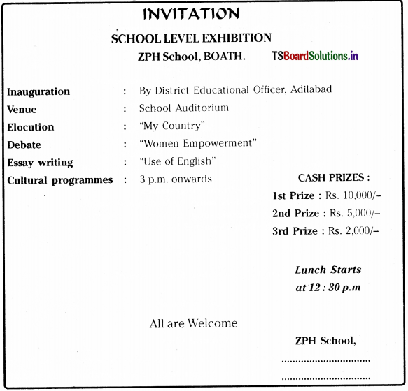 TS 9th Class English Poster, Invitation, Profile Writing 13