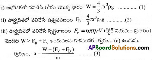 AP Inter 1st Year Physics Important Questions Chapter 11 ప్రవాహుల యాంత్రిక ధర్మాలు 18