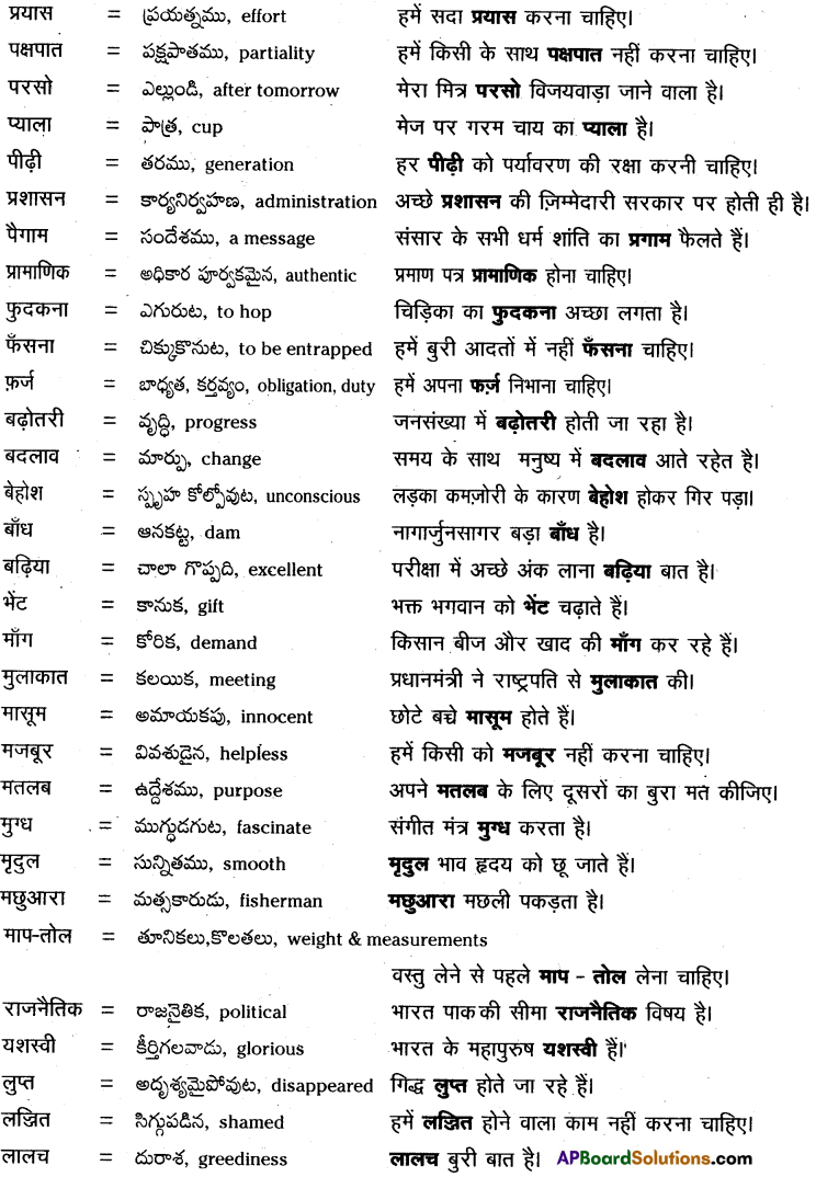TS 9th Class Hindi रचना शब्दकोश 3