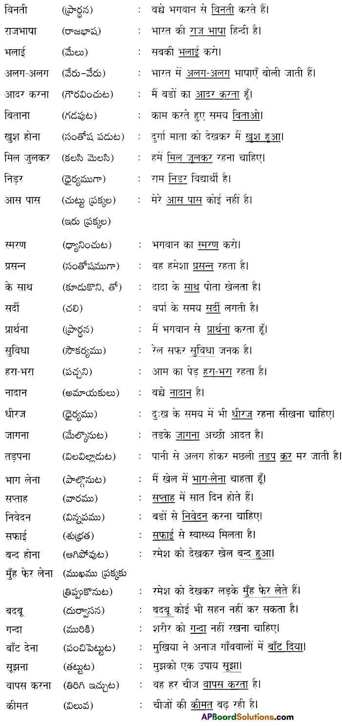 TS 6th Class Hindi Grammar Questions and Answers 2