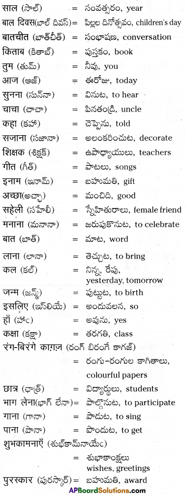 TS 6th Class Hindi Guide 8th Lesson बाल दिवस 12