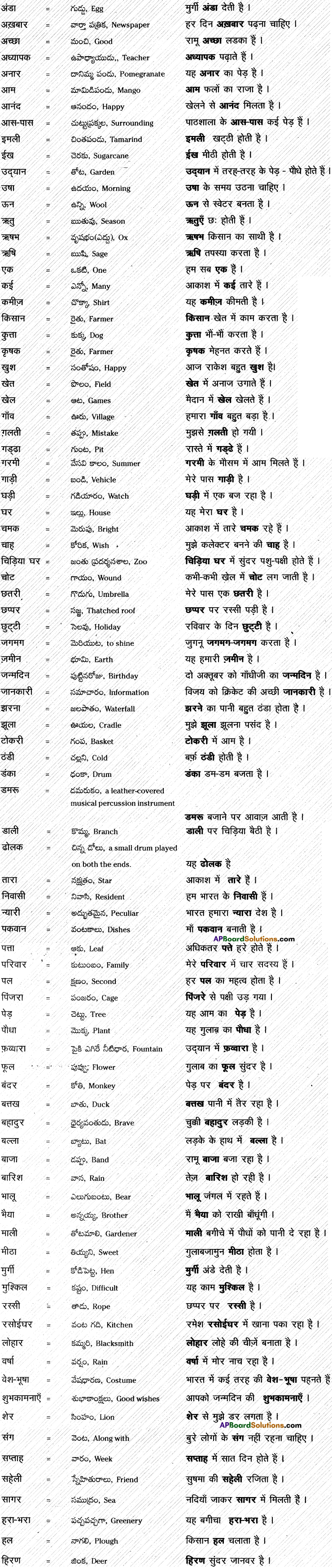 TS 6th Class Hindi शब्दकोश 1